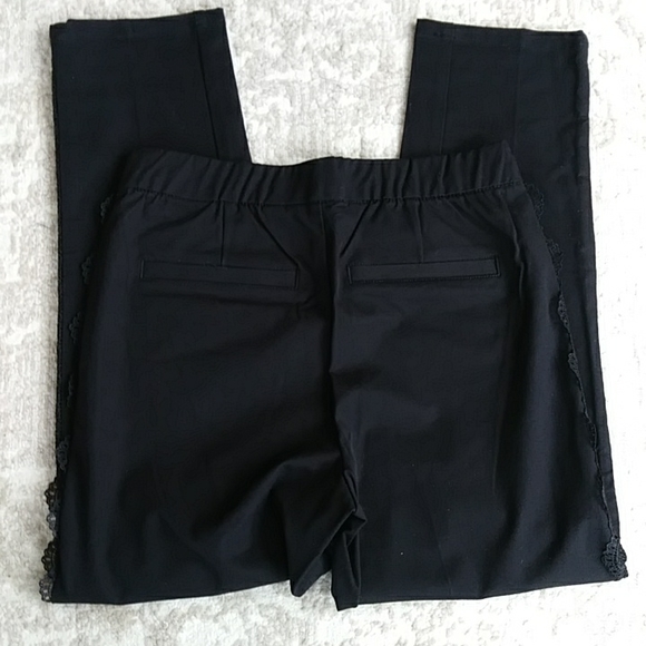 Isaac Mizrahi Live! Scalloped Lace Trim Pants 2P Black - Picture 9 of 16